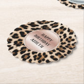 Creme Black Brown Leopard Blush Pink Geburtstag Untersetzer (angewinkelt)