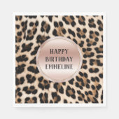 Creme Black Brown Leopard Blush Pink Serviette (Vorderseite)