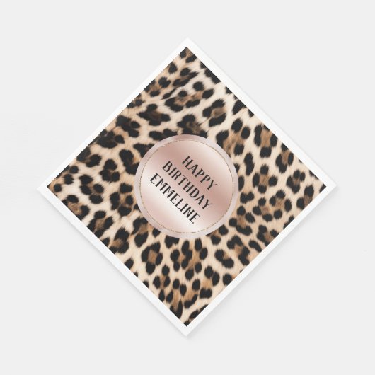 Creme Black Brown Leopard Blush Pink Serviette (Ecke)