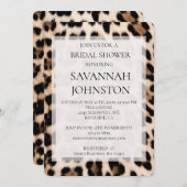 Creme Black Brown Leopard Brautparty Einladung (Vorne/Hinten)