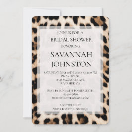 Creme Black Brown Leopard Brautparty Einladung