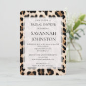 Creme Black Brown Leopard Brautparty Einladung (Stehend Vorderseite)