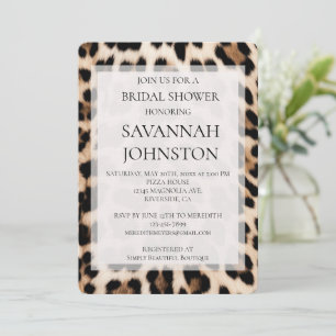 Creme Black Brown Leopard Brautparty Einladung