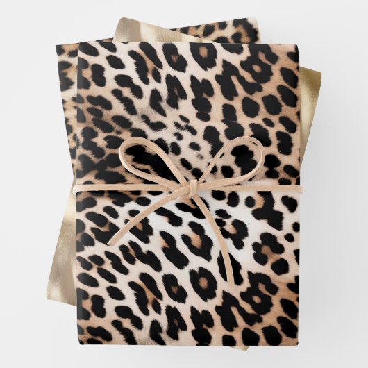 Creme Black Leopard & Gold Geschenkpapier Set (Beispiel)