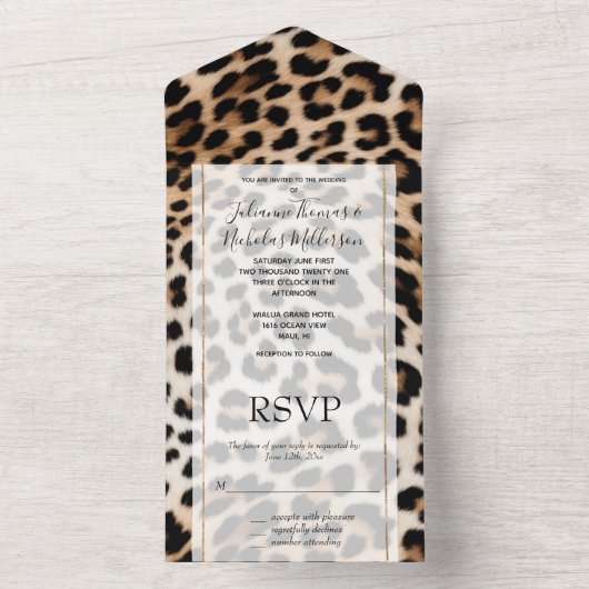 Creme Black Leopard Print All In One Einladung (Innen Boden)