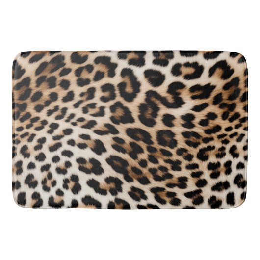 Creme Black Leopard Print Badematte (Vorderseite)