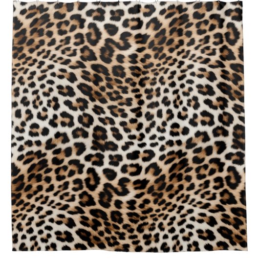 Creme Black Leopard Print Duschvorhang (Vorderseite)