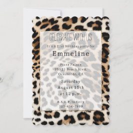 Creme Black Leopard Print Einladung