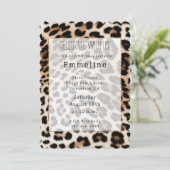 Creme Black Leopard Print Einladung (Stehend Vorderseite)