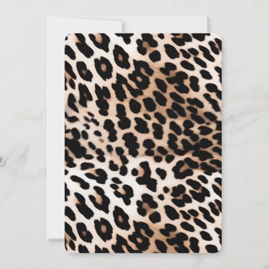 Creme Black Leopard Print Einladung (Rückseite)