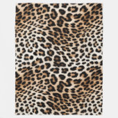 Creme Black Leopard Print Fleecedecke (Vorderseite)
