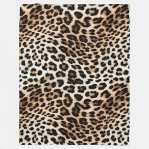 Creme Black Leopard Print Fleecedecke