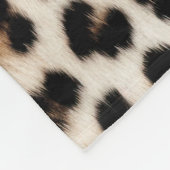 Creme Black Leopard Print Fleecedecke (Ecke)