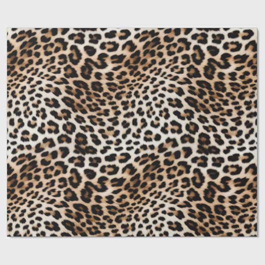 Creme Black Leopard Print Geschenkpapier (Flach)