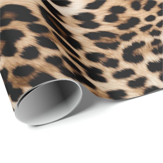 Creme Black Leopard Print Geschenkpapier (Rolleneckpunkt)