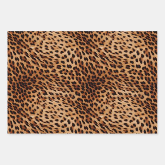 Creme Black Leopard Print Geschenkpapier Set (Vorderseite 2)