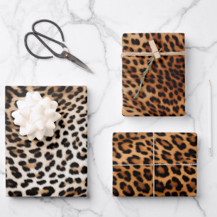 Creme Black Leopard Print Geschenkpapier Set