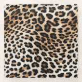 Creme Black Leopard Print Glasuntersetzer (Vorderseite)