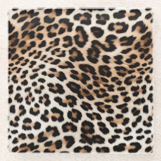 Creme Black Leopard Print Glasuntersetzer (Vorderseite)