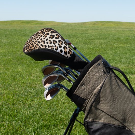 Creme Black Leopard Print Golf Headcover (In SItu)