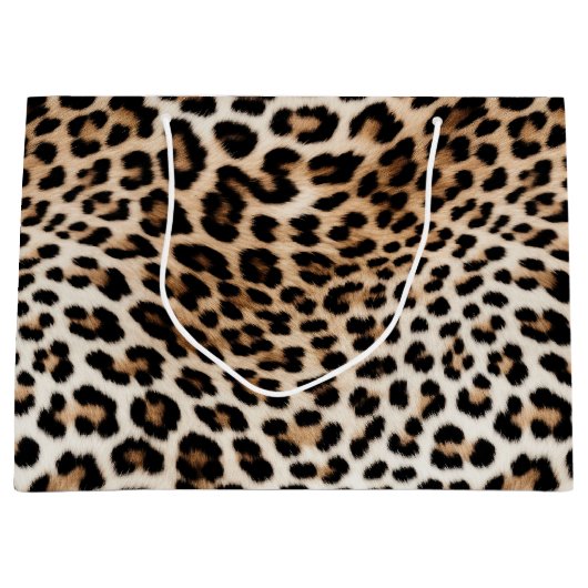 Creme Black Leopard Print Große Geschenktüte (Vorderseite)
