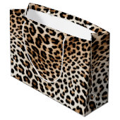 Creme Black Leopard Print Große Geschenktüte (Rückseite Schrägansicht)