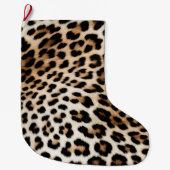 Creme Black Leopard Print Großer Weihnachtsstrumpf (Vorderseite)