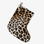 Creme Black Leopard Print Großer Weihnachtsstrumpf (Vorderansicht (hängend))