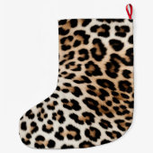 Creme Black Leopard Print Großer Weihnachtsstrumpf (Rückseite)