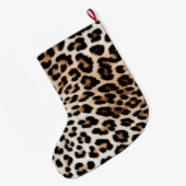 Creme Black Leopard Print Großer Weihnachtsstrumpf (Rückseite (Hängend))