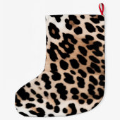 Creme Black Leopard Print Großer Weihnachtsstrumpf (Rückseite)