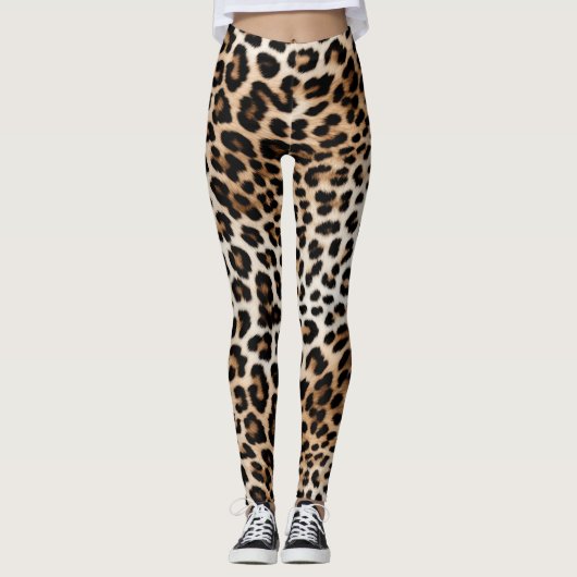 Creme Black Leopard Print Leggings (Vorderseite)