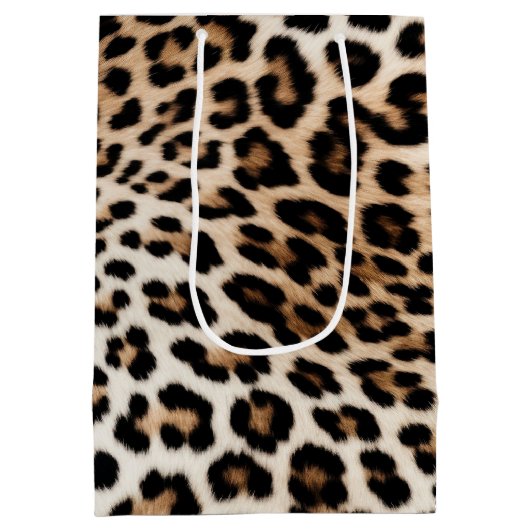Creme Black Leopard Print Mittlere Geschenktüte (Rückseite)