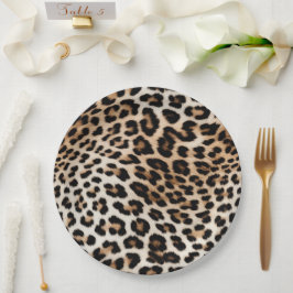 Creme Black Leopard Print Pappteller