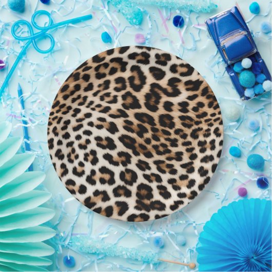 Creme Black Leopard Print Pappteller (Party)