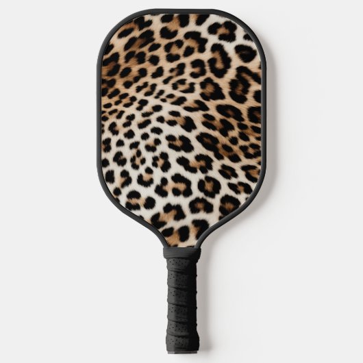 Creme Black Leopard Print Pickleball Schläger (Vorderseite)