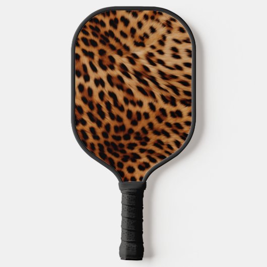Creme Black Leopard Print Pickleball Schläger (Rückseite)