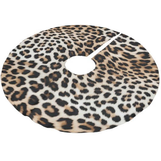 Creme Black Leopard Print Polyester Weihnachtsbaumdecke (Schrägansicht)