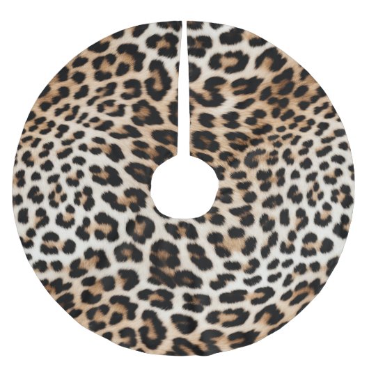 Creme Black Leopard Print Polyester Weihnachtsbaumdecke (Vorderseite)