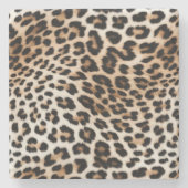 Creme Black Leopard Print Steinuntersetzer (Vorderseite)