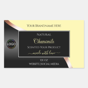 Creme Black Wavy Rose Gold mit Logo-Produktkennzei Rechteckiger Aufkleber