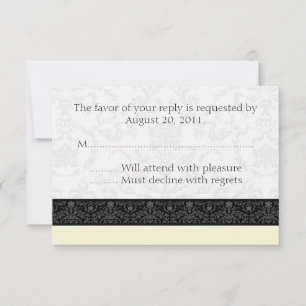 Creme Black & White Damask Wedding UAWG Repair Car RSVP Karte