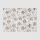 Creme Blau Braun Schneeflocken Weihnachten Seidenpapier (Vorderseite)
