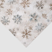 Creme Blau Braun Schneeflocken Weihnachten Seidenpapier (Ausschnitt)