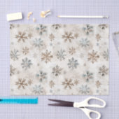 Creme Blau Braun Schneeflocken Weihnachten Seidenpapier (Handwerk)