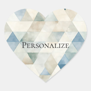Creme Blue Abstrakt Triangle am Strand Herz-Aufkleber