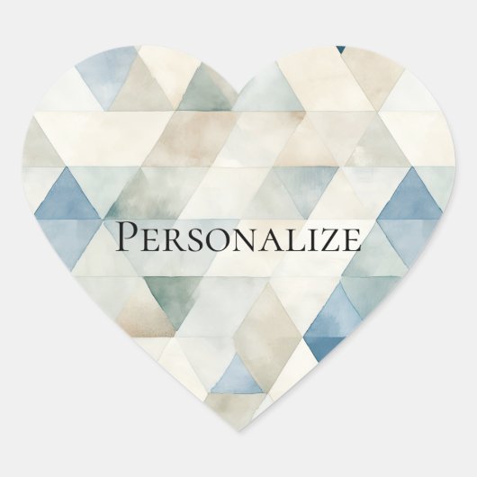 Creme Blue Abstrakt Triangle am Strand Herz-Aufkleber (Vorderseite)