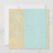Creme Blue Palm Bäume Hochzeit Einladung (Rückseite)
