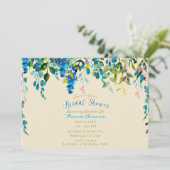 Creme Blue Watercolor Blume Brautparty Einladung (Stehend Vorderseite)