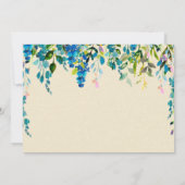 Creme Blue Watercolor Blume Brautparty Einladung (Rückseite)